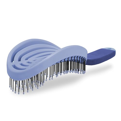 NuWay® DoubleC® Detangling Hair Brush – The Original Home Scalp-Care Brush – Patented Double Curved Scalp Care Hairbrush for Gentle Detangling, Volume Styling & Wet or Dry Hair (Indigo) - color: Indigo