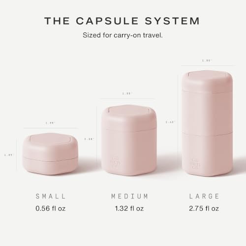 Cadence Travel Containers - Daily Routine Capsule Set - Magnetic Containers with Lids,4 Flex Mediums (1.32oz) & 3 Flex Smalls (0.56oz) - Shampoo, Conditioner, Body Wash, Pills, & More - Petal - color: Petal