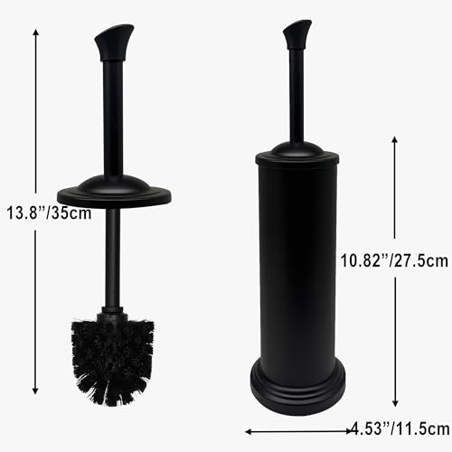 Stainless Steel Toilet Bowl Brush with Holder Metal Bathroom Cleaning Set Rustproof Hygienic Durable Modern Design - color: Matte Black