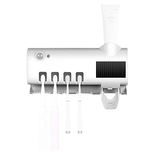 Tube Squeezing Aids， Automatic Toothpaste Dispenser Wall Mount Dust-Proof Toothbrush Holder Wall Mount Storage Rack Bathroom Accessories Set Squeezer (Color : White)
