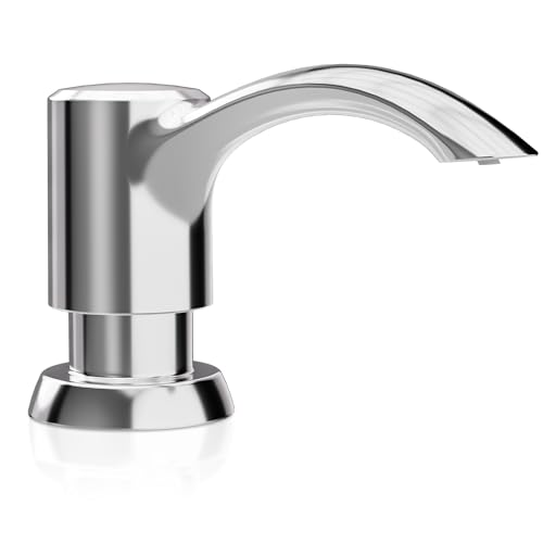 SAMODRA Built in Kitchen Sink Soap Dispenser (Chrome) with 12 oz Large PET Lotion Bottle, Refill from Top - color: Chrome, style: 12 oz Bottle