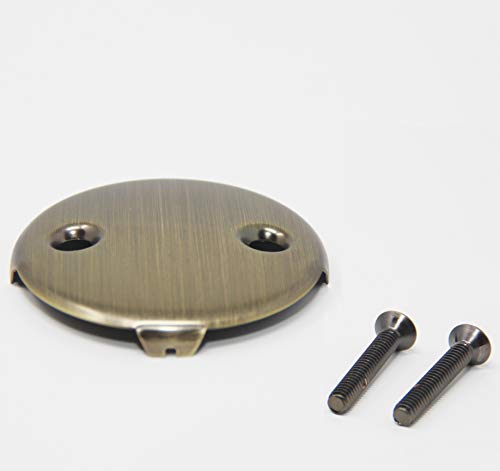 PF WaterWorks PF0965-ABUniversal Bath Tub/Bathtub Drain Double/Two (2) Hole Overflow Face Plate with Matching ScrewAntique Brass - color: Antique Brass, style: 2 Hole