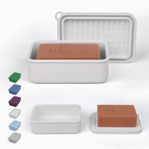 AIDIMMING Extra Large Silicone Soap Case for 10oz Duke Cannon Bar Soap – Leakproof Travel Soap Holder with Self-Draining Lid - Large Capacity, Durable, Impact-Resistant, Stain-Resistant (Milky White) - color: Milky White