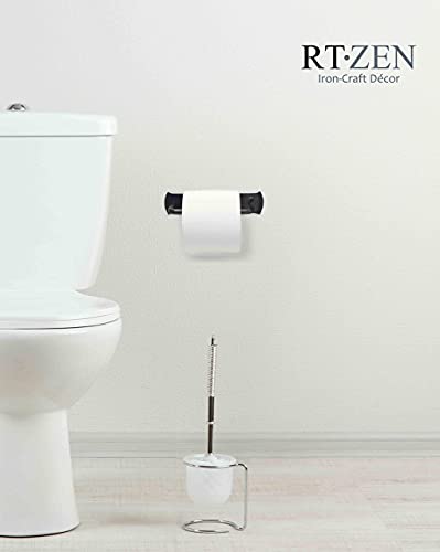 RTZEN Bathroom Toilet Paper Holder - Handcrafted Rustic Wrought Iron Wall Decor Toilet Roll Holder - Black Matte Wall Mount Bar for Modern Farmhouse Bathroom Decor - style: High End