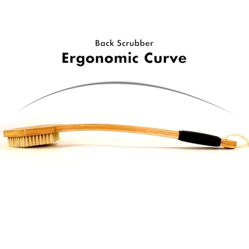 NORTHSONG Large Head Bath Brush, 17.72" Extra-Long Curved Bamboo Handle & Boar Bristles, Back Scrubber for Exfoliating - Ideal for Elderly, Shoulder Pain, Gift Ready - size: 17.72 Inch Back brush-1Pack