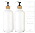 Emerson Glass Soap Dispenser Set - 16 Oz, 2-Pack with Pump and Labels for Kitchen and Bathroom - color: 01 – White / Bamboo Black