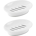WYOK 2-Pack Soap Dish with Drain Plastic Sponge Holder Easy Cleaning Soap Saver Tray Caddy Keep Dry Stop Mushy for Shower Bathroom Kitchen(White) - color: White