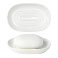 White Ceramic Soap Dish for Bathroom & Kitchen Sink – Raised Center Keeps Soap Dry & Easy Clean, Heavy Ceramic Stays Put on Wet Ledges; Also Holds Soap Bars, Sponges, Jewelry, Keys & Small Items - color: White