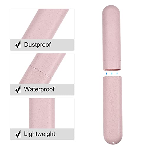 VOCOSTE 2pcs, Traveling Toothbrush Holders Case, PP Toothbrush Case for Travel Business, Beige, Pink, 8.07''x1.22''x0.83''
