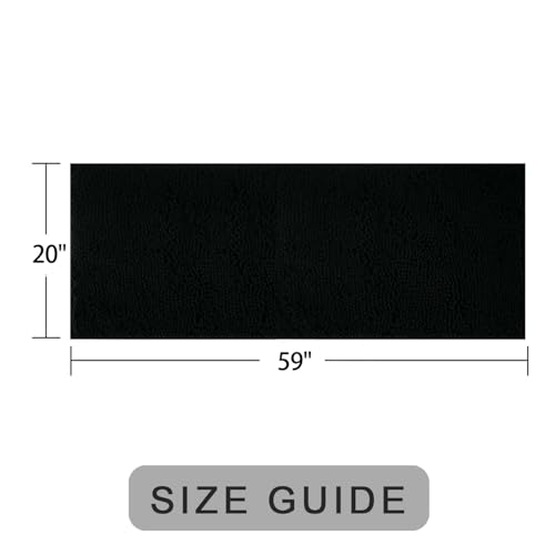 Chenille Bath Rug Runner, Ultra Soft Absorbent Bathroom Mat, Non-Slip PVC Backing, Machine Washable, 59x20, Black - color: Black, size: 1'8" x 4'11" (59"x20")