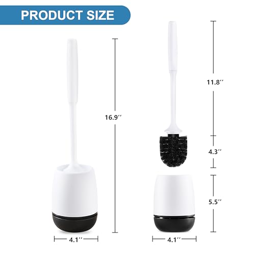 Toilet Brush, Toilet Bowl Brush and Holder Set for Bathroom, Toilet Cleaning Scrubber Cleaner Brush for Bathroom for Deep Cleaning with Stiff Plastic Bristle, Ventilated Holder (Black Head) - color: Black Head