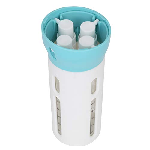 Travigo 4-in-1 Travel Dispenser Bottle, TSA Approved, Leak Proof, Four Reusable 1.4 oz. (40 mL) Toiletry Containers for Shampoo, Conditioner, Soap, Lotion, Skincare (Blue) - color: 1 Dispenser (Blue)