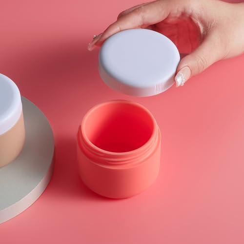 Kuangre Travel Containers for Toiletries, Silicone Cream Jars BPA-Free, Leak-proof 3oz Travel Size Containers, Portable Size Silicone Jars with Lid for Cosmetic Face Hand Body Cream (4 Pack) - color: Terracotta, size: 3 Ounces