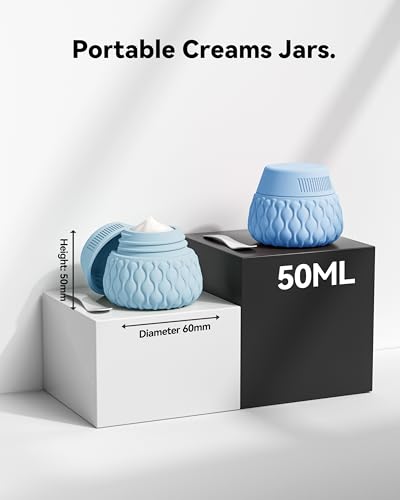 Silicone Travel Bottles for Toiletries 8 Pack Travel Size Toiletries 3.4 oz 1.7 oz, Leakproof Squeeze Travel Size Containers Refillable Cosmetic Jars Set for Shampoo, Conditioner, Creams - color: Ocean Wave-3.4oz/1.7oz