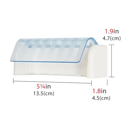 5 Slots Wall Mount Toothbrush Holder with Cover, Self Adhesive Toothbrush Storage Organizer for Shower, Toothbrush Hanger for Bathroom, Medicine Cabinet, Dorm(White + Blue) - color: White + Blue 1pack