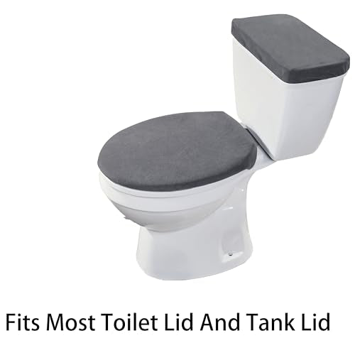 Madeals Memory Foam Bathroom Toilet Rug Set 4 Piece with Toilet Lid Cover and Tank Covers Carbon Gray - color: Dark Gray