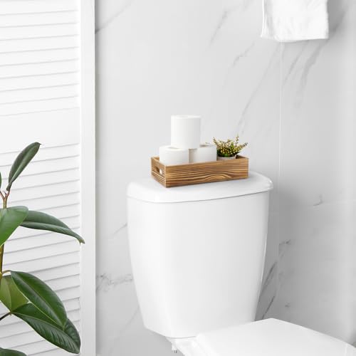 ALELION Bathroom Basket for Toilet Tank -Wooden Decorative Back of Toilet Basket Organizer for Organizing Paper, Towels, and Bathroom Accessories, Brown - color: Brown