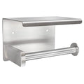 Adhesive Toilet Paper Holder with Shelf, Toilet Paper Roll Holder Wall Mounted, Fits Mega Roll, Stainless Steel Tissue Roll Dispenser Storage No Drilling (Brushed Nickel) - color: Brushed Nickel