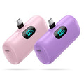 [2-Pack] Mini Portable Charger 5000mAh Power Bank,3A PD USB C Cell Phone Portable Power, LCD Display Battery Pack Compatible with iPhone 17/17 Air/16/16 pro/15/15 pro Max/Android/Samsung/Moto/LG etc - color: Light Purple+Pink