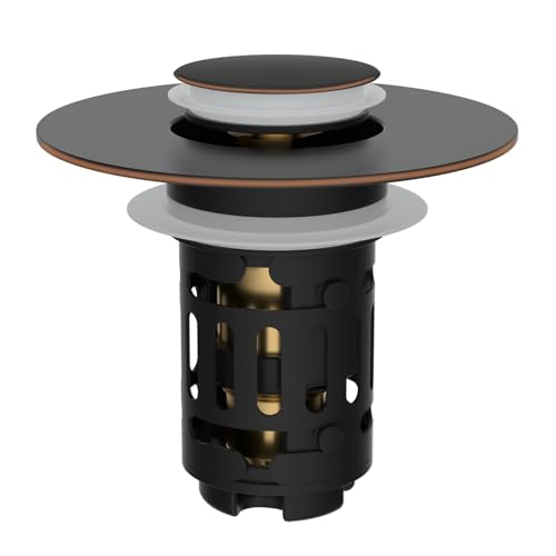 Hibbent Upgraded 3 in 1 Bathroom Sink Drain Strainer, Universal Pop Up Stopper with Removable Stainless Steel Filter Basket Hair Catcher, Sink Plug for 1.1''~2.36'' Basin, Oil-Rubbed Bronze - color: Oil-rubbed Bronze