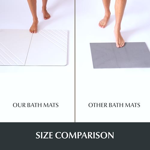 Water Stone Quick-Drying Bath Mat, Large Off-White (30.7”x23.6”), Eco-Friendly, Non-Slip, Super Absorbent Bathroom Rug, Fast Drying Floor Mat for Shower - color: Off White - Large