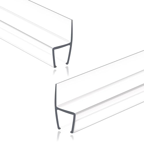 Frameless Shower Door Seal Strip 2 Pack x 39 Inch H for 3/8" Thick Glass Shower Door Side Seal Strip Bottom Seal Door Sweep, Ultra Clear Polycarbonate Stop Showers Leaks Create A Water Barrier - color: H-Type Side & Bottom, size: 2PCS & 3/8" & 39"