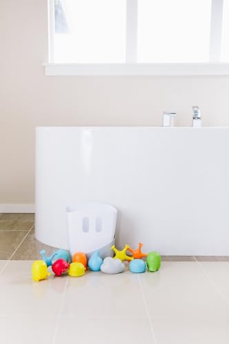 Ubbi Baby Bath Time Essential Gift Set, Includes Drying Bin and 11 Bath Toys, Dishwasher Safe, White - color: Classic Gray Gift Set, size: One Size