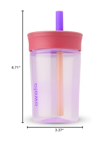 Owala Kids Insulation BPA-Free Plastic Tumbler with Spill Resistant Flexible Straw, Easy to Clean, Kids Water Bottle, Great for Travel, Dishwasher Safe, 15 Oz, Pink and Purple (Lilac Rocket) - color: Lilac Rocket, size: 15 Ounces