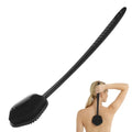 Redfly Silicone Back Scrubber for Shower Brush, 17 inch Long Handled Silicone Body Scrubber, Double Sided Shower Scrubber for Body Brush - color: Ink-black