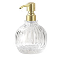 Round Bathroom Soap Dispenser Gold Pump, Glass Bottle with Stainless Steel Pump Liquid Soap Dispenser Sphere Counterto Hand Kitchen - color: Gold, size: 11oz-Round