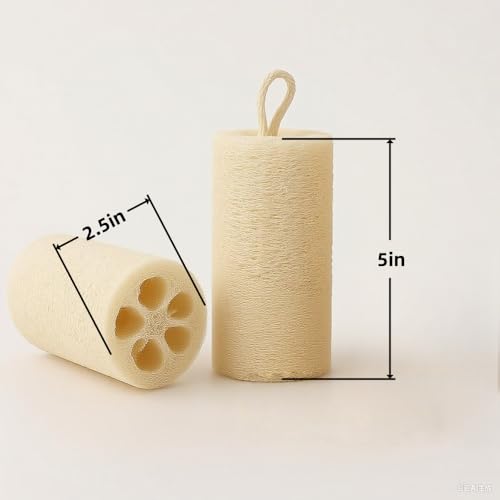 Loofah Body Scrubber Sponge 6-Pack - Natural Exfoliating Sponges for Bath & Shower, Biodegradable Luffa for Smooth & Glowing Skin, Spa Gift Set, Dye-Free, Vegan - size: 1 Count (Pack of 6)