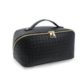 Travel Makeup Bag – Large Cosmetic Organizer with Waterproof PU Leather, Smooth Double Zipper & Tear-Resistant Lining, Toiletry Pouch for Women (Black) - color: 03-Black