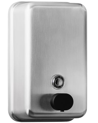 Commercial Soap Dispenser Wall Mount (37oz), Heavy Duty, Stainless Steel Manual Soap Dispenser with Corrosion Proof Lining and Anti-Leak, Patent-Pending Pump Design for Industrial or Home Bathroom