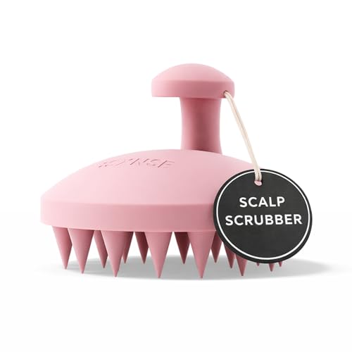SXNSE - Revive Silicone Scalp Massager, Rose - Manual Hair & Scalp Scrubber for Dandruff, Buildup, Itch, & Hair Growth - Soft Exfoliating Silicone Bristles for Wet & Dry Hair, Flake-Free Finish - color: Rose