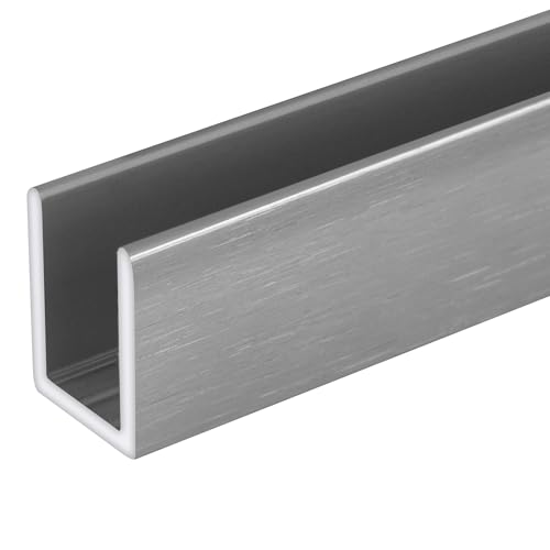Brixwell SDCD38AB-CCP4 Brushed Anodized 3/8" Fixed Panel Shower Door Deep U-Channel - 4 inch Sample - color: Brushed Anodized, size: 4 Inch - Sample
