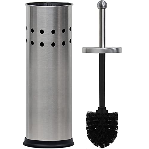 Blue Donuts Toilet Brush with Stainless Steel Holder, Toilet Bowl Cleaner Brush and Holder, Cleaning Brush Holder, Chrome - color: Stainless