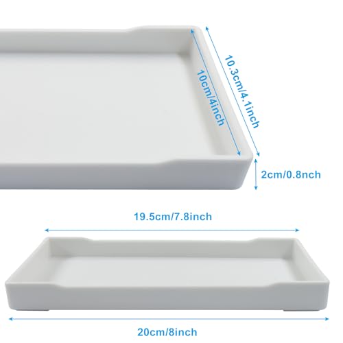 Small Bathroom Vanity Tray, 8 inch x 4 inch, White | Mini Soap Dispenser, Rectangular Serving Tray, For Candle, Lotion Bottles, Scrubber - color: White, size: 8" x 4" x 0.7"