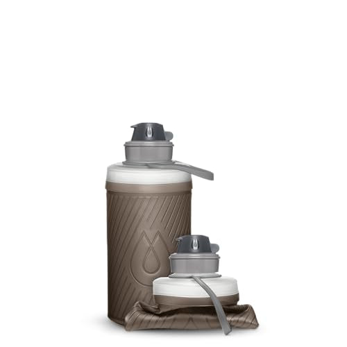 HydraPak Flux - Collapsible Backpacking Water Bottle (750ml, 1L, 1.5L) - BPA Free, Ultra Light, Spill-Proof Twist Cap - color: Mammoth Grey, style: 750ml/25oz