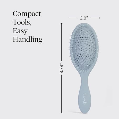 Kitsch Wet/Dry Hair Brush Detangler – Flexi Hair Brush for Women, Men & Kids | Detangling Brush for Curly Hair, Bounce Curl Defining Brush for Wet or Dry Strands - Haze Blue - color: Haze Blue