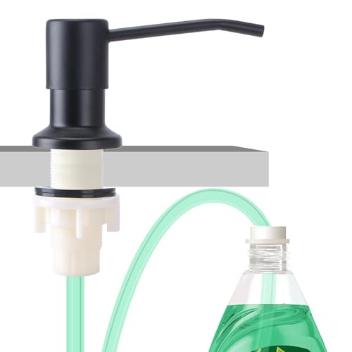 Soap Dispenser for Kitchen Sink, Built in Sink Soap Dispenser, Countertop Soap Dispenser Pump with 47" Extension Tube kit, No Need to Fill Little Bottle Again, Black - color: Black