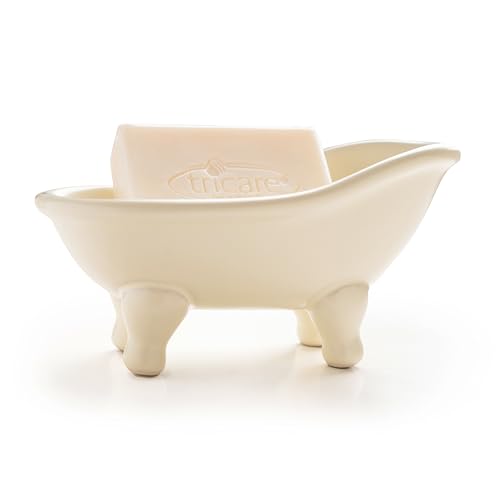 5.6" Ceramic Mini Bathtub Soap Dish Decortative Clawfoot Bathroom Soap Dish (Crème) - color: Crème