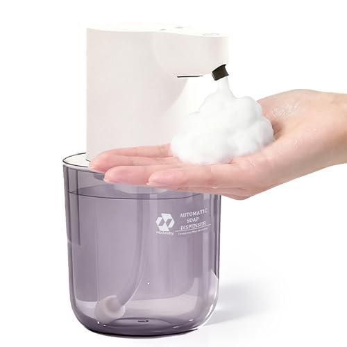 Automatic Foaming Soap Dispenser, 4-Level Touchless Hand Soap Dispenser, USB-C Rechargeable, Wall Mount or Countertop, 13.5oz/400ml, for Bathroom, Kitchen, Office, Hotel, White