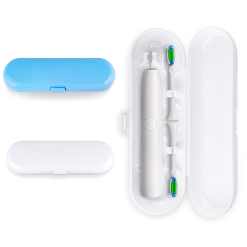 Fowecelt 2 Pack Electric Toothbrush Travel Case for Oral-B Pro and Other Electric Toothbrush Portable Travel Toothbrush Waterproof Plastic Holder (Blue & White) - color: Blue & White