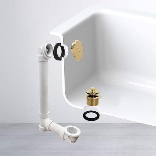 Westbrass Pull & Drain Sch. 40 PVC Bath Waste with One-Hole Top Elbow, Polished Brass, D49721-03 - color: Polished Brass, size: 1 Pack