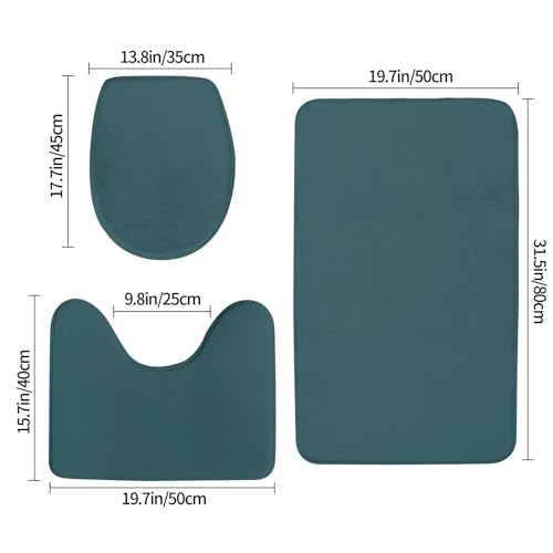 Bathroom Rugs Set 3 Piece Minimalist Green Modern Bath Rug Mat Set, Non Slip Absorbent Bathroom Decor Mat, Toilet Lid Cover & U Shaped Contour Rug - color: Green Modern, size: 1'8" x 2'6" (Rectangular)