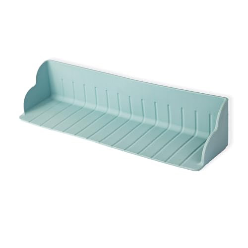 Bathtub Splash Guard, Kids Bath Toy Shelf Spill-Proof Bathtub Tray Kitchen Sink Organizer Waterproof Barrier Suction Cup - color: Light Blue