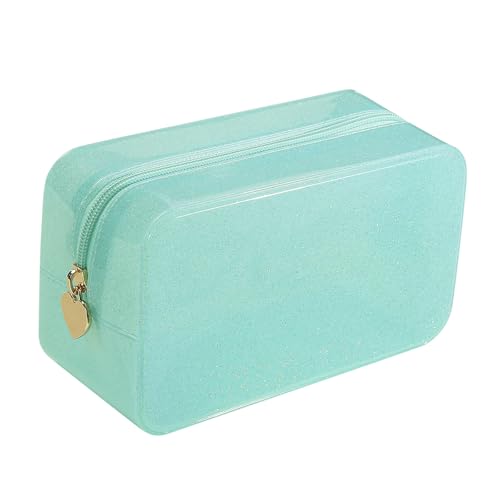 RSRSLEII Stardust Twinkle Jelly Travel Makeup & Toiletry Bag, Waterproof PVC Cosmetic Bag/Case for Women，Zipper SPF Beach Bag for Sunscreen Skincare and Daily Essentials (09Light Blue) - color: 09Light Blue