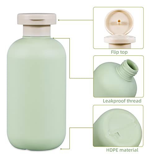 10oz Squeeze Bottles with Flip Cap, Refillable Plastic Travel Bottles for Creams, Lotion, Shampoo, Conditioner (2 Pcs) - color: Green, size: 300ml/10 oz