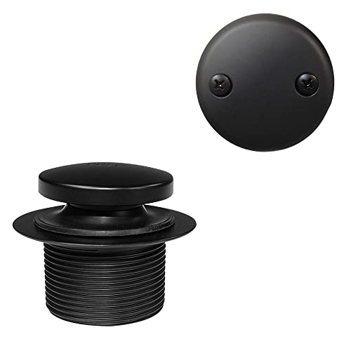 Westbrass D93-2-62 1-1/2" Tip-Toe Bathtub Drain Plug Trim Set with Two-Hole Overflow Faceplate, Matte Black, 1 Count (Pack of 1) - color: Matte Black, size: 1 Pack