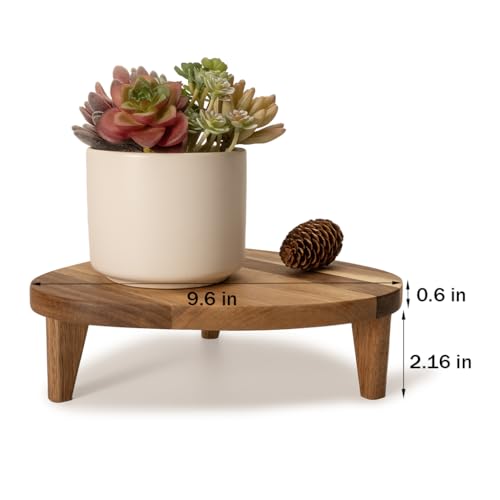 Acacia Wood Corner Pedestal Stand Triangle Decorative Farmhouse Wood Riser for Display Wooden Stand Soap Tray Candle Plant Holder Kitchen Bathroom Coffee Bar Counter Organizer